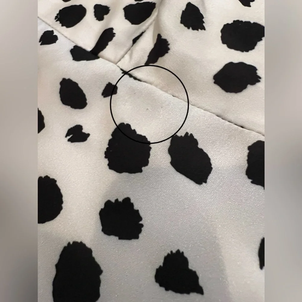 HATCH Midi Dress L Black White Spot Print Spaghetti Strap V-Neck Slit - Picture 12 of 13